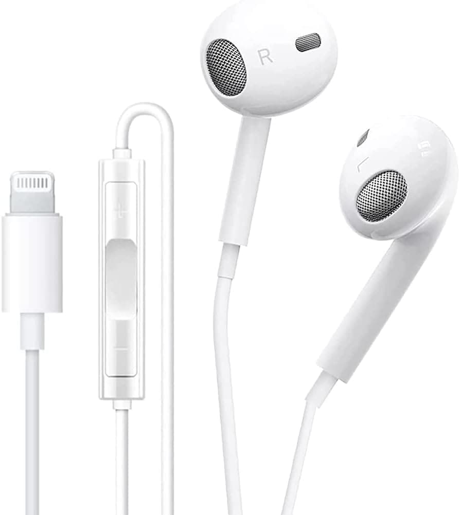 Apple Earbuds with Lightning Connector【Apple MFi Certified】 Wired in-Ear Stereo Noise Canceling Isolating Headphones for iPhone 14/13/12/11/SE/X/XR/XS/8/7 (Built-in Microphone & Volume Control)