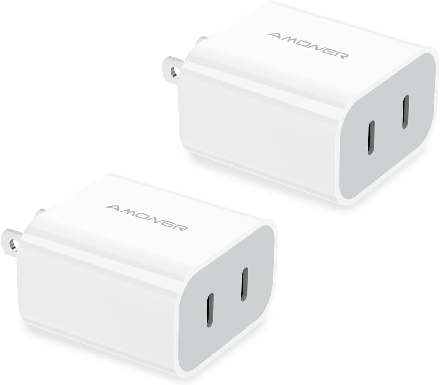 Phone 13 Charger, Amoner USB C Charger 【2Pack 25W 2-Ports】 Phone Fast Charger Block, PD Power Adapter Compatible with Phone 14/14 Plus/13/13 mini/13 Pro Max/12/12 Pro Max