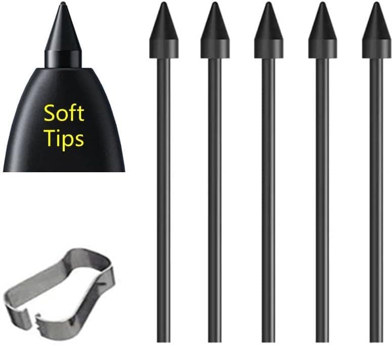 5Pcs Soft Tips Galaxy Tab S7 |S7 FE Pen Tips/Nibs Replacement for Tab S7 |S7 FE Touch Stylus S Pen with Tweezer (S7 |S7 FE Black)