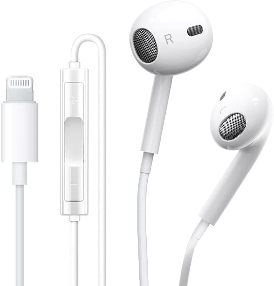 Apple Earbuds Headphone with Lightning Connector [Apple MFi Certified] Wired Earphones with Built-in Microphone and Volume Control for iPhone 14/13/12/11/SE/X/XR/XS/8/7,Support All iOS