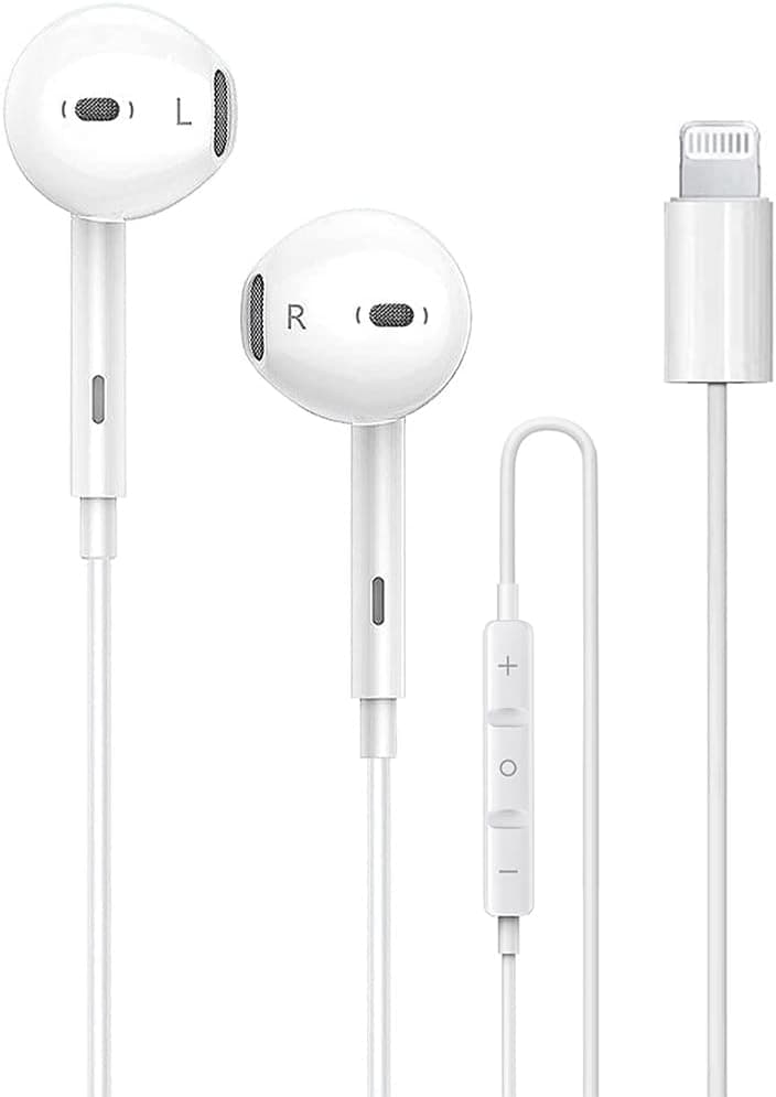 Apple Earbuds with Lightning Connector iPhone Headphones, [Apple MFi Certified] (Built-in Microphone & Volume Control) Noise Cancellation Headset Compatible with iPhone 14/13/12/11/XR/XS/X/7/8-All iOS
