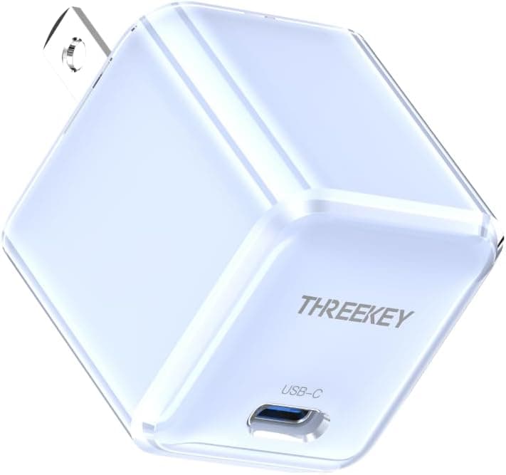 USB C Charger,THREEKEY 30W GaN Fast Wall Charger Block,PD USB-C Power Adapter Compatible with iPhone 14/13/12/11 Series,MacBook Air,Galaxy S23/22/21,iPad Pro/Air（Blue）