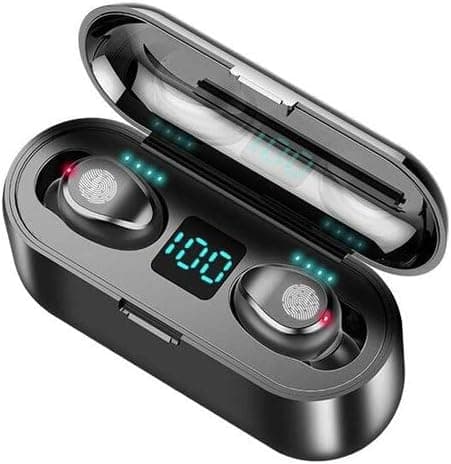Waterproof Headphone, 8 LED Display Gaming Headset,Battery Display Earbuds F9 Bluetooth Earpiece, Touch Control