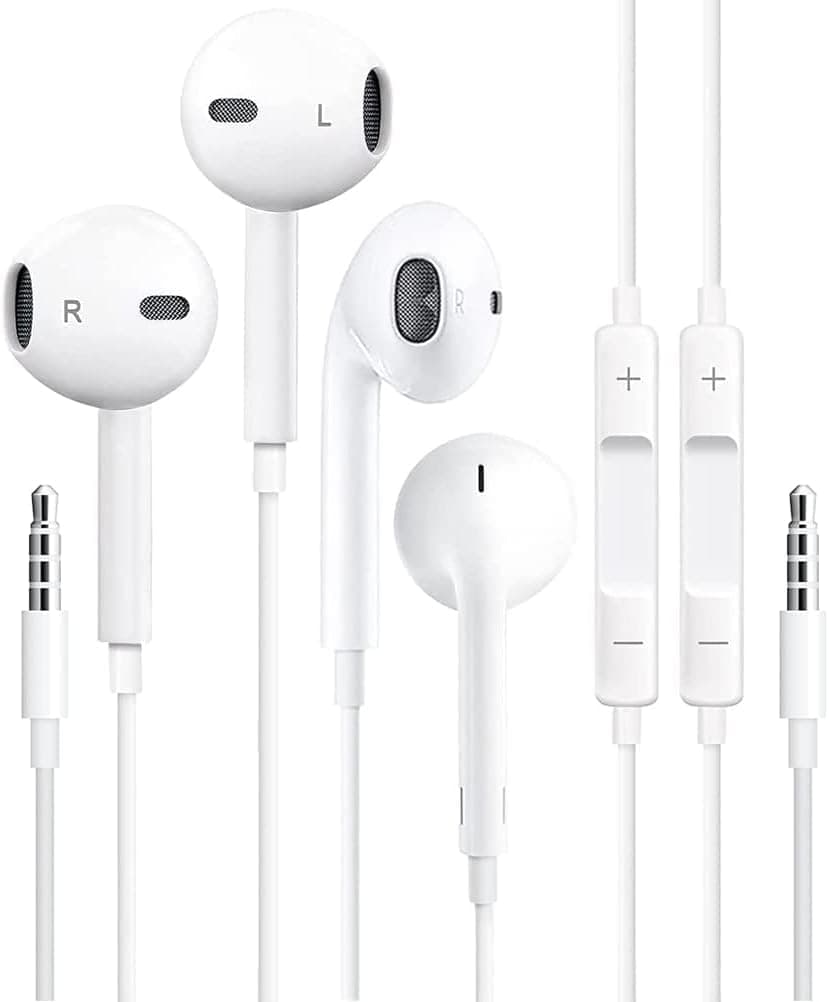 2 Pack-Apple Earbuds Headphones with 3.5mm Plug [Apple MFi Certified] Wired Earphones (Built-in Microphone & Volume Control) for iPhone,iPad,iPod,Computer,MP3/4,Android Most 3.5mm Audio Devices