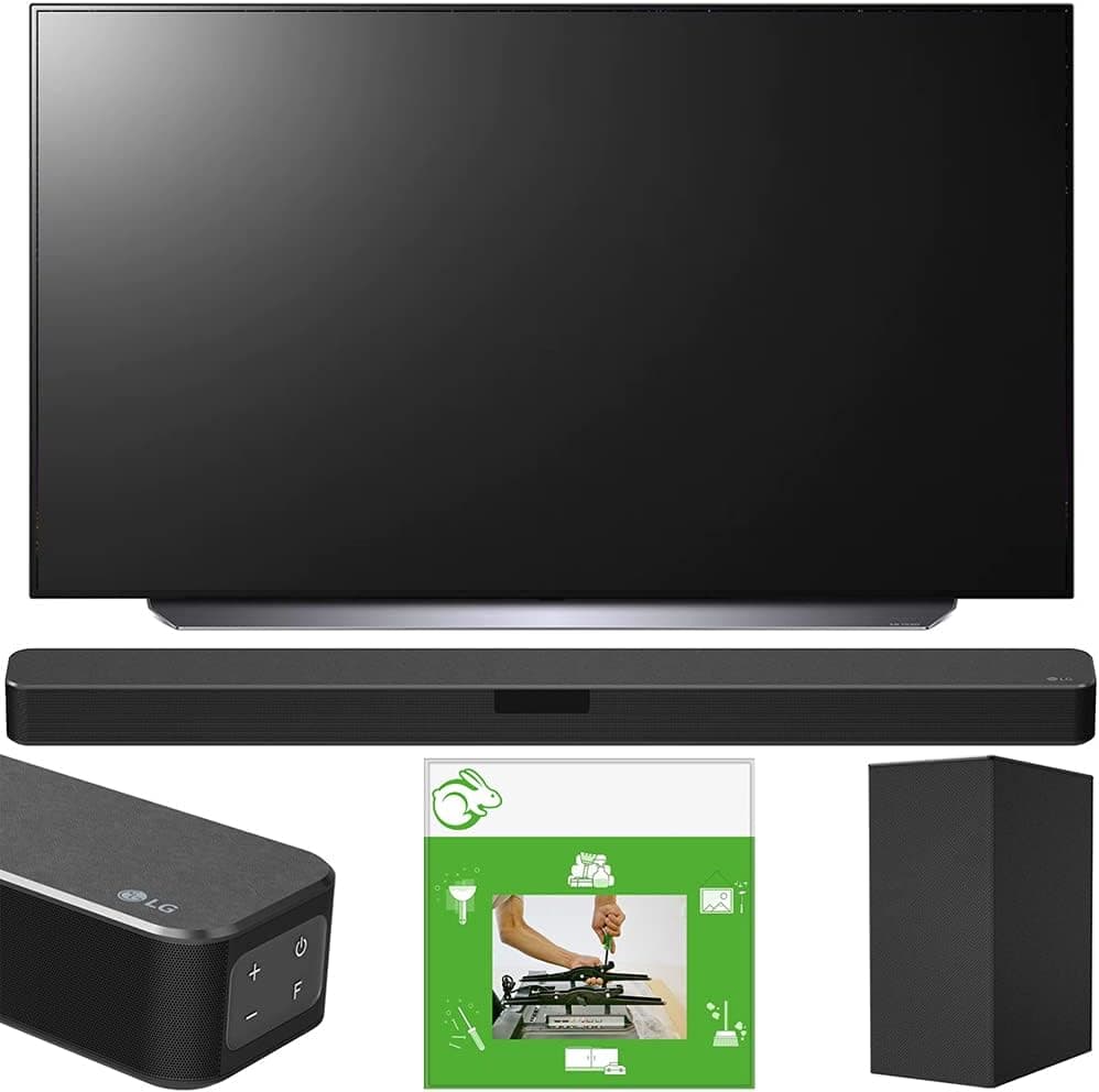 LG OLED77C1PUB 77 Inch 4K Smart OLED TV with AI ThinQ Bundle SN5Y 2.1 Channel High Res Audio Sound Bar with DTS Virtual:X and Taskrabbit Installation Service