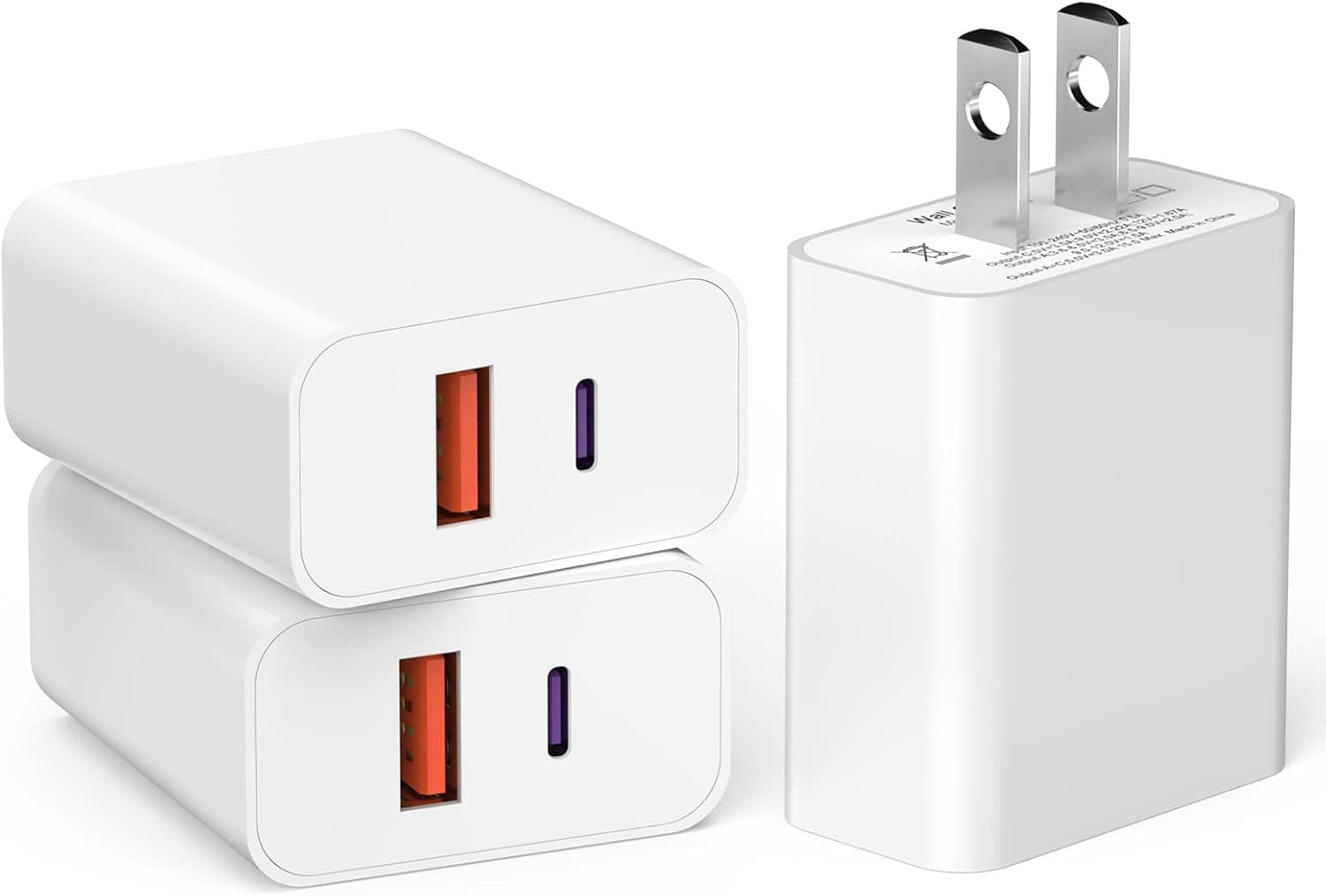 iPhone Fast Charger,USB C Charger,[Apple MFi Certified]3Pack 20W Dual Port USB-C+USB-A Power Block Fast Charging Adapter for iPhone14/13/13Pro Max/12 Mini/12 Pro Max/11/XS/XR/X/8,iPad,AirPods Pro Max