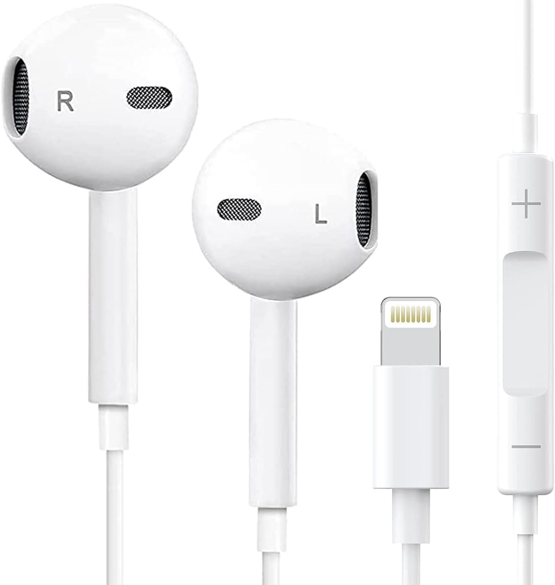 Apple Earbuds Headphones with Lightning Connector [Apple MFi Certified] Built-in Microphone & Volume Control, Noise Isolating Wired Earphones for iPhone 14/13/12/11/XR/XS/X/8/7/SE, Support All iOS
