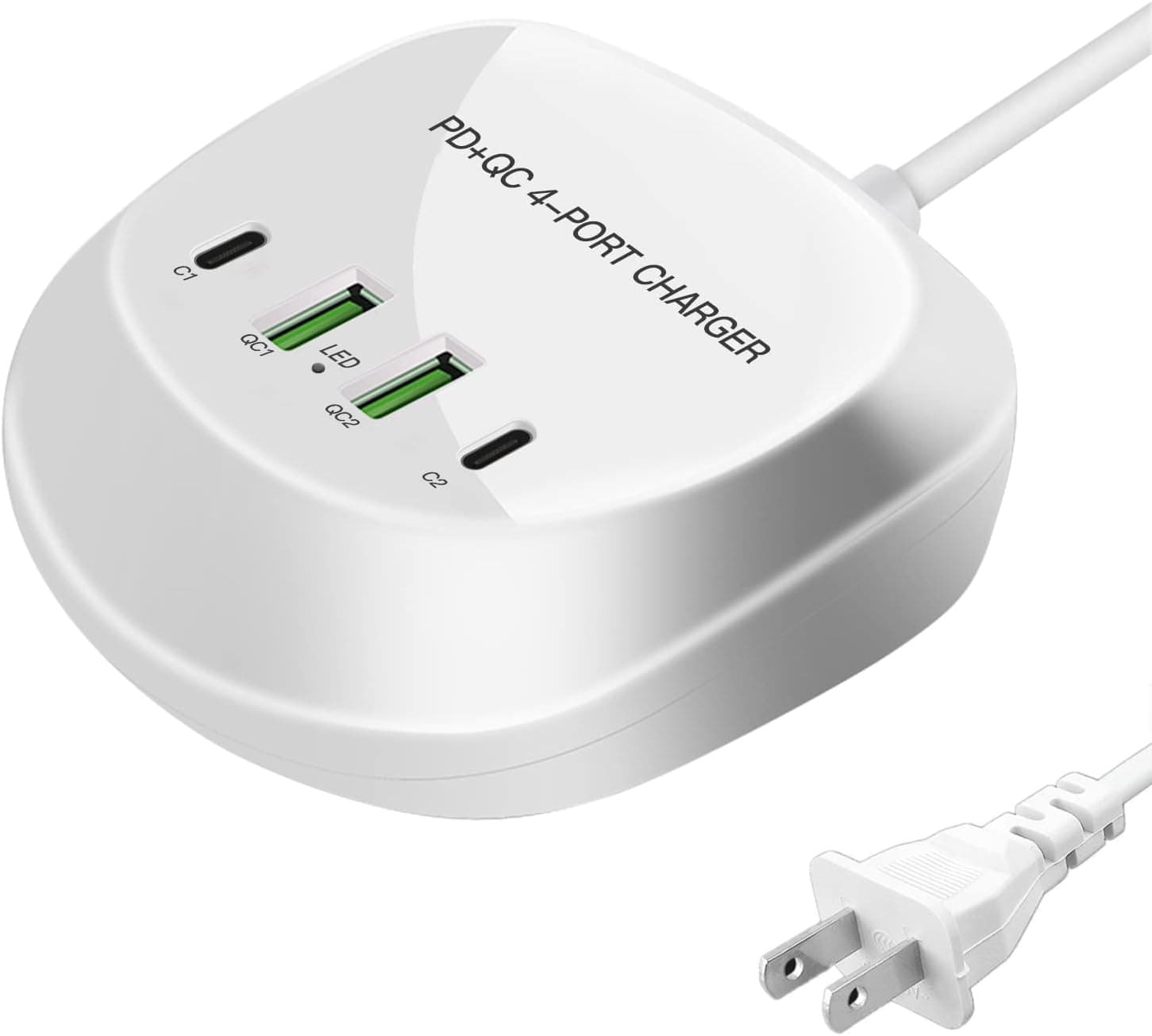 WANLONGXIN 4 USB Charging hub, USB Charging Station with Quick Charge 3.0, Desktop USB Charging Station for Multiple Devices, Family and Travel Options(White)