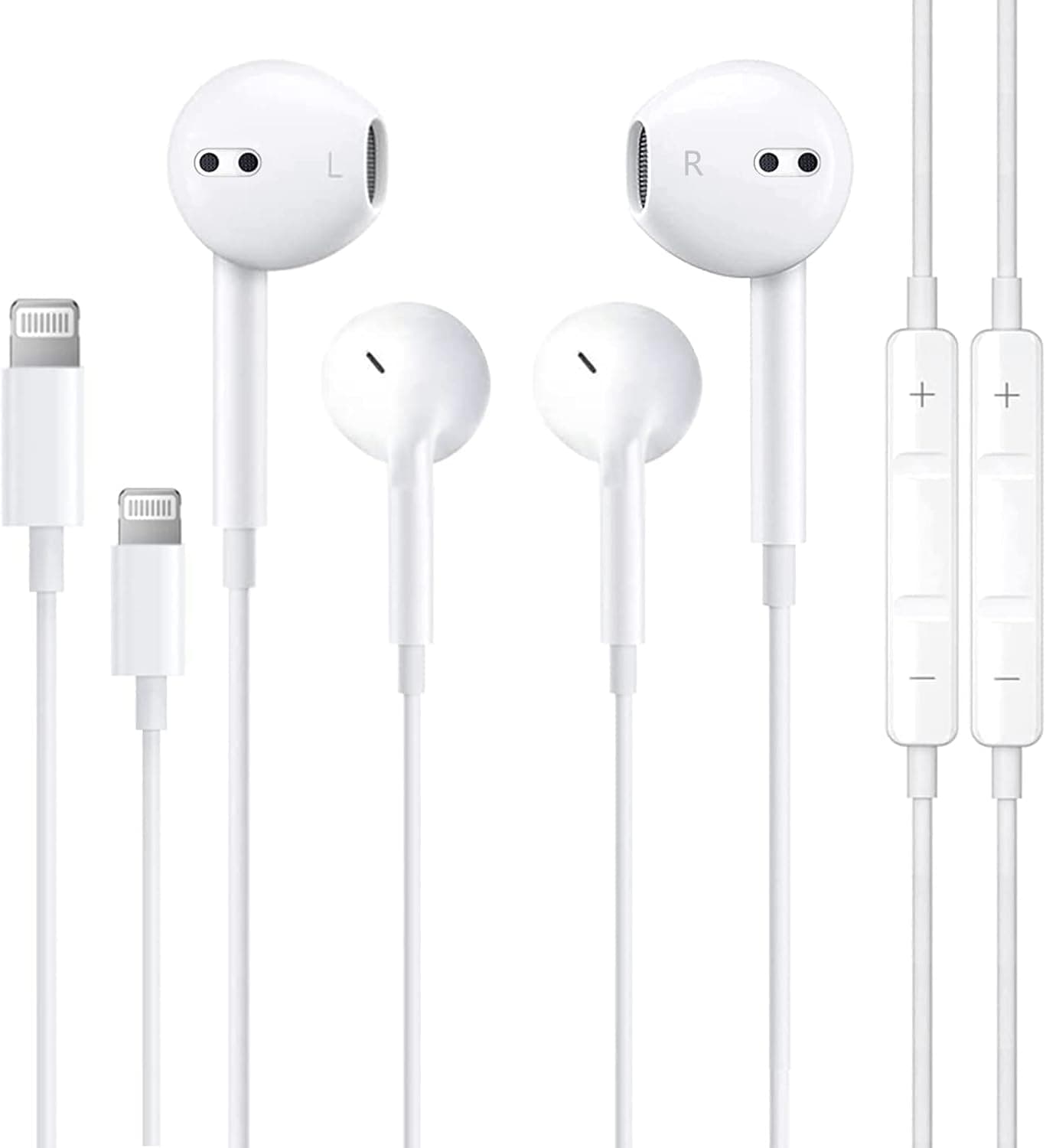 2 Pack iPhone Headphones Wired [Apple MFi Certified] Apple Earbuds for iPhone (Built-in Microphone & Volume Control) Noise Isolating Headphones for iPhone 13/12/11/XR/XS/X/8/Support All iOS System