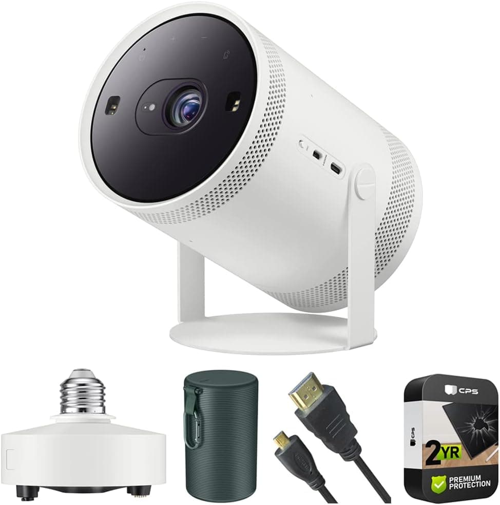 Samsung SP-LSP3BLAXZA The Freestyle Projector Bundle with Samsung The Freestyle Socket Adapter, Projector Carrying Case (Green), Micro-HDMI to HDMI A/V Cable and 2 YR CPS Enhanced Protection Pack