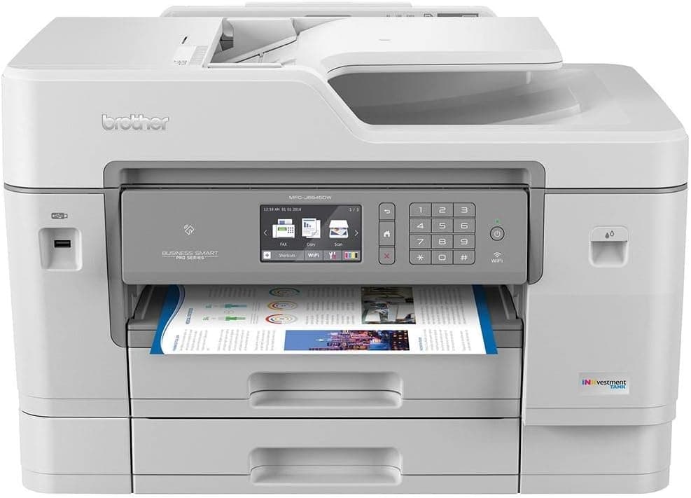 Brother (Renewed) MFC-J6945DW INKvestment Tank All-in-One Wireless Color Inkjet Printer - Print Copy Scan Fax - 22 ppm, 4800 x 1200 dpi, 3.7" Touchscreen, Duplex Printing, 50-Sheet ADF