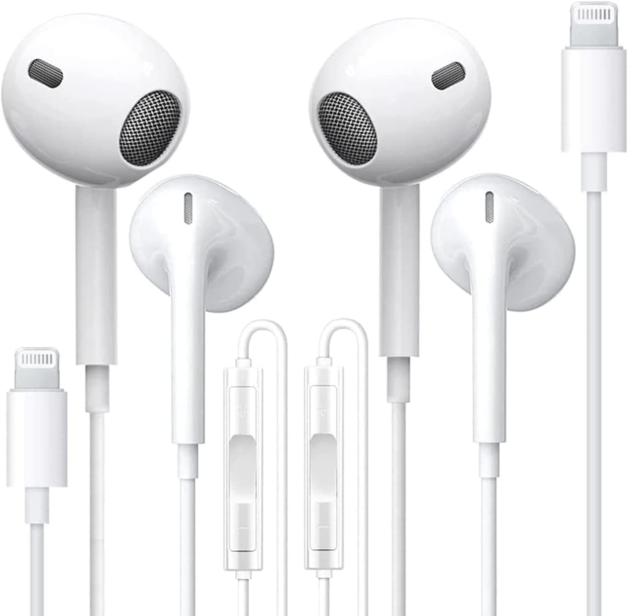 2 Pack-Apple Headphones Wired iPhone Earbuds with Lightning Connector [Apple MFi Certified] Earphones with Built-in Microphone & Volume Control Compatible with iPhone 14/13/12/11/XR/XS/X/7/8/8Plus/SE