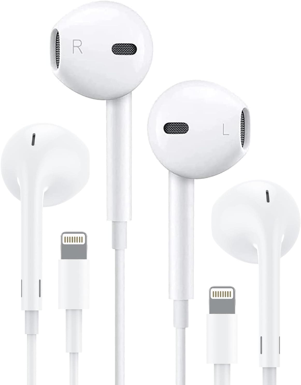 2 Pack iPhone Headphones Wired with Lightning Connector Plug and Play [MFi Certified] Apple Earbuds with Built-in Microphone & Volume Control Earphones for iPhone 14/13/12/SE/11/XR/XS/X/8/7 - All iOS