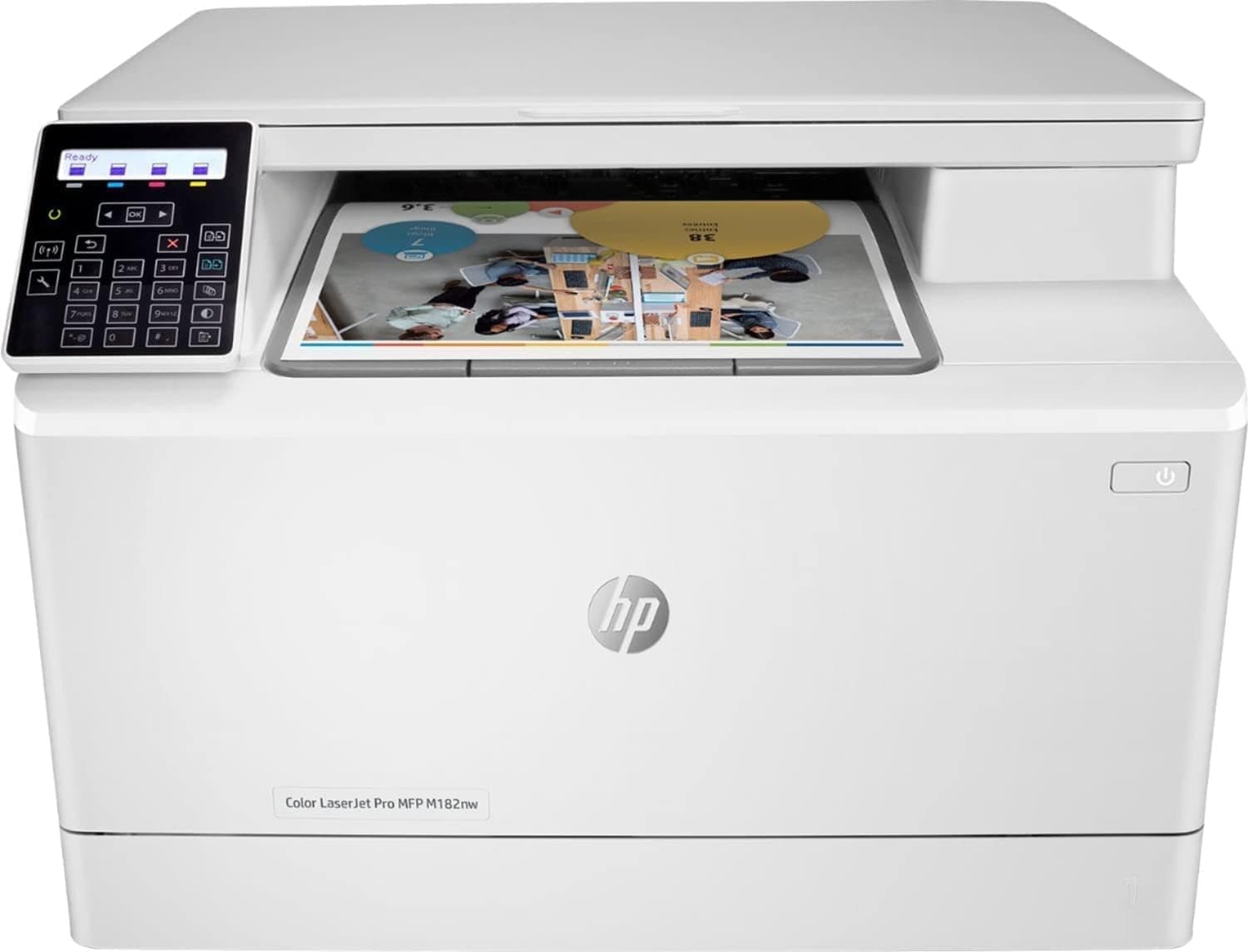 HP Color Laserjet Pro M182nw Wireless All-in-One Laser Printer, Print&Copy&Scan, 17ppm, 2-line LCD & Numeric Keypad, Remote Mobile, Wi-Fi, Ethernet, Compatible with Alexa, Lanbertent Printer Cable