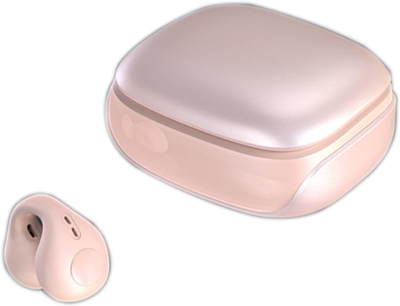 Xmenha Wireless Ear Clip Bone Conduction Headphones Head Set Earclip Bone Conduction Earbuds Headset Earphones Bone Conducting Open Ear Headphones Clip On Open Ear Earbuds,Nude