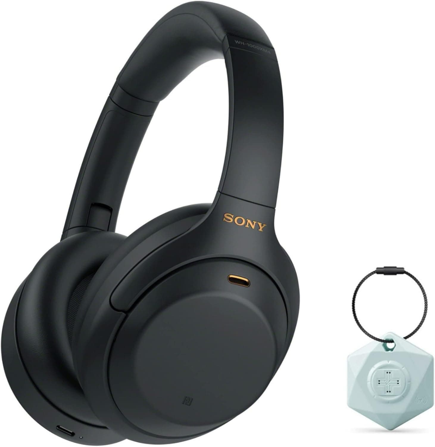 Sony WH-1000XM4 Wireless Industry Leading Noise Canceling Overhead Headphones with Mic (Black) Bundle with Find My Bluetooth Locator Keychain (2 Items)