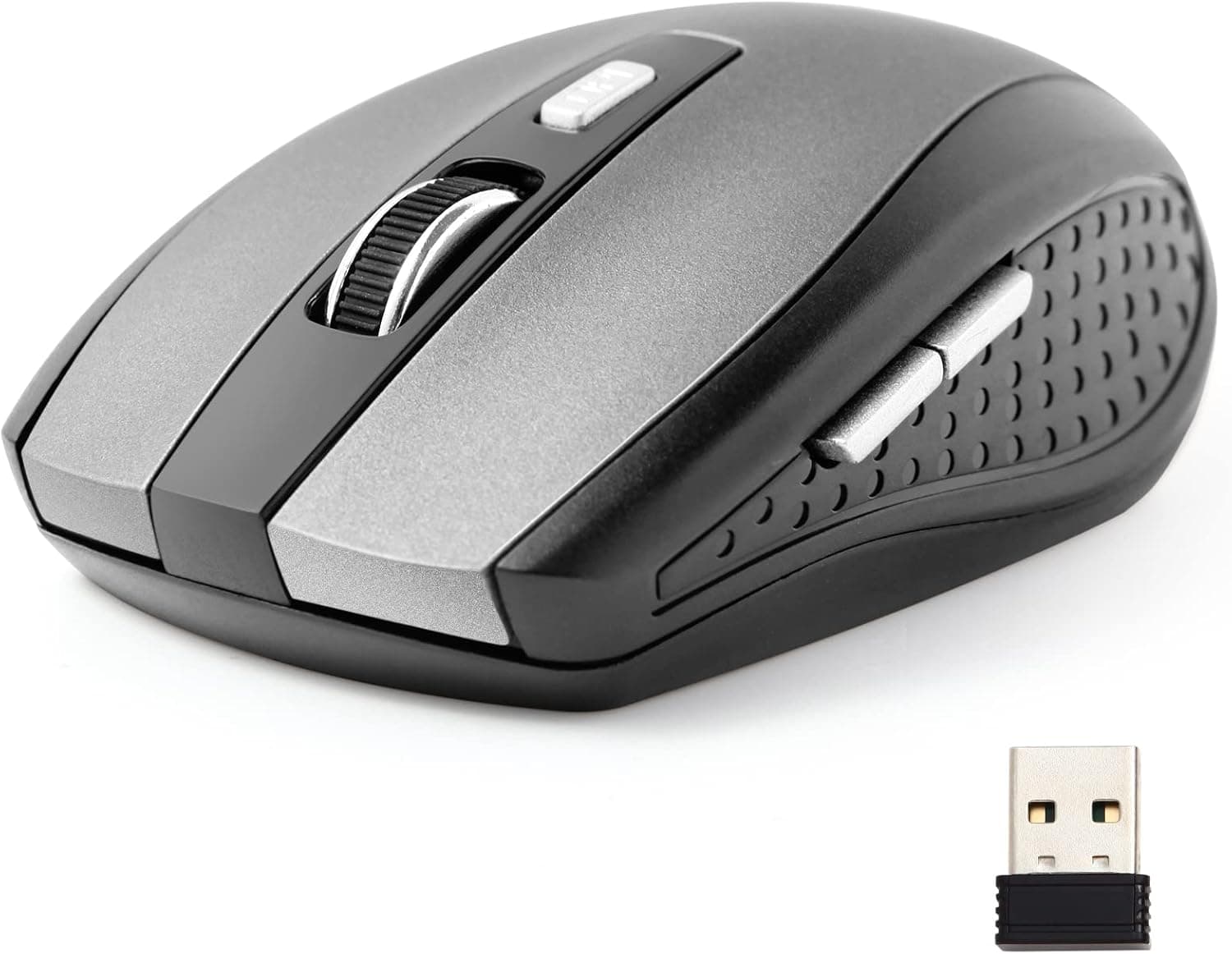 Wireless Mouse, 2.4Ghz Wireless Mouse Computer Mouse 1200DPI,6 Buttons with Nano Receiver for Laptop,PC,Chromebook,Computer,Notebook,Office (Grey)