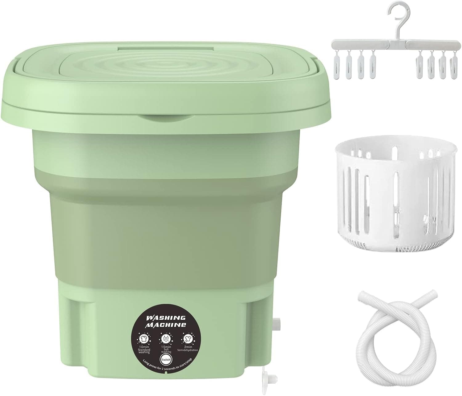 Portable Washing Machine,Foldable Mini Washing Machine,Portable Washer for Underwear,Socks,Baby Clothes,Towels,Pet Items,Apartment,Hotel,RV,Travel,Home,Dormitory,Camping,Sickroom,8L,Green