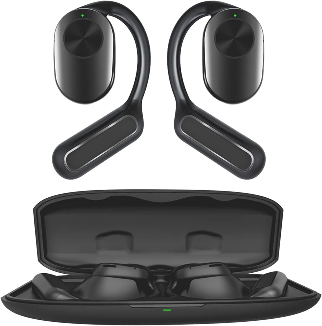 Open Ear Air Bone Conduction Headphones Head Set Wireless Bluetooth Over Open Ear Earbuds with Earhooks Ear Hook Induction Earphones Bone Conducting Conduction Headset Earbuds Headphones Outer Ear