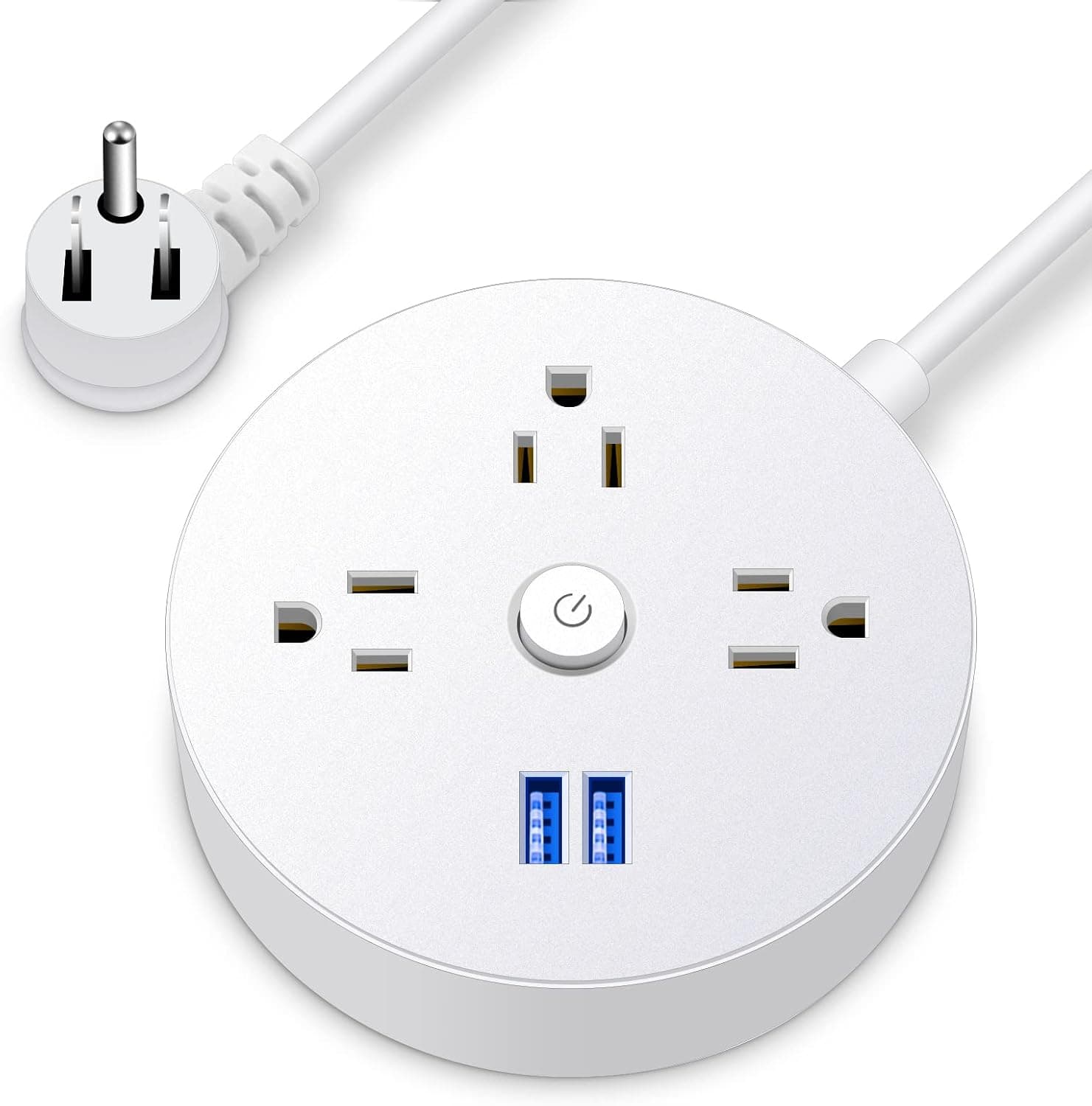 Power Strip Surge Protector with USB, Overload Protection Outlet Extender, 4 Feet Long Cord with 3 AC Outlets and 2 USB Charging Ports, Compact for Smartphone Tablets Home, Office, Hotel, 1700 Joules
