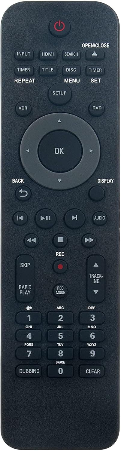 NC254 NC254UH Replacement Remote Control Applicable for Philips DVD/VCR Player DVDR3385V DVDR3385V/F7