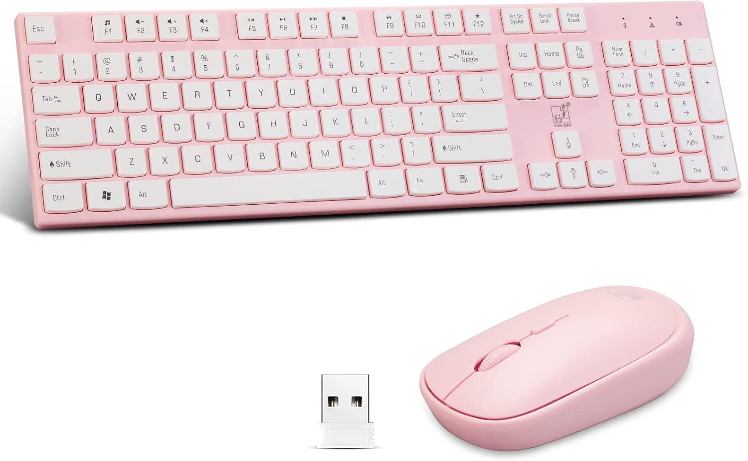 Wireless Keyboard and Mouse Combo, Compact Wireless Keyboard and Mouse Set 2.4G Ultra-Thin Sleek Design for Windows, Computer, Desktop, PC, Notebook, Laptop (Pink)