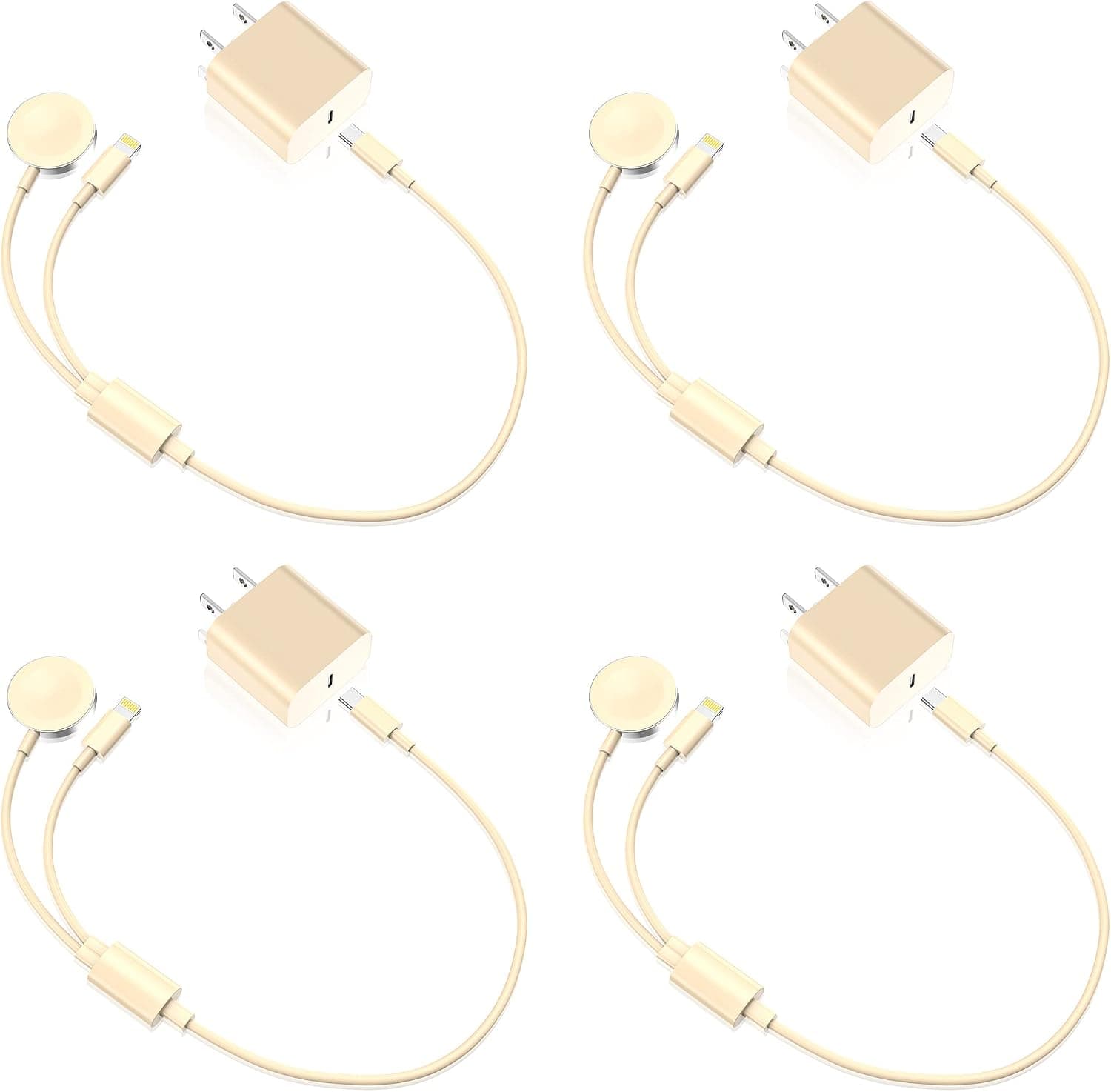 4 Pack Watch Charger 2023 Upgraded 2-in-1 USB C Fast Charge,1FT Smart Watch Charging Cable with 15W Wall Charger Block Compatible with Series 8/7/6/SE/5/4 Yellow