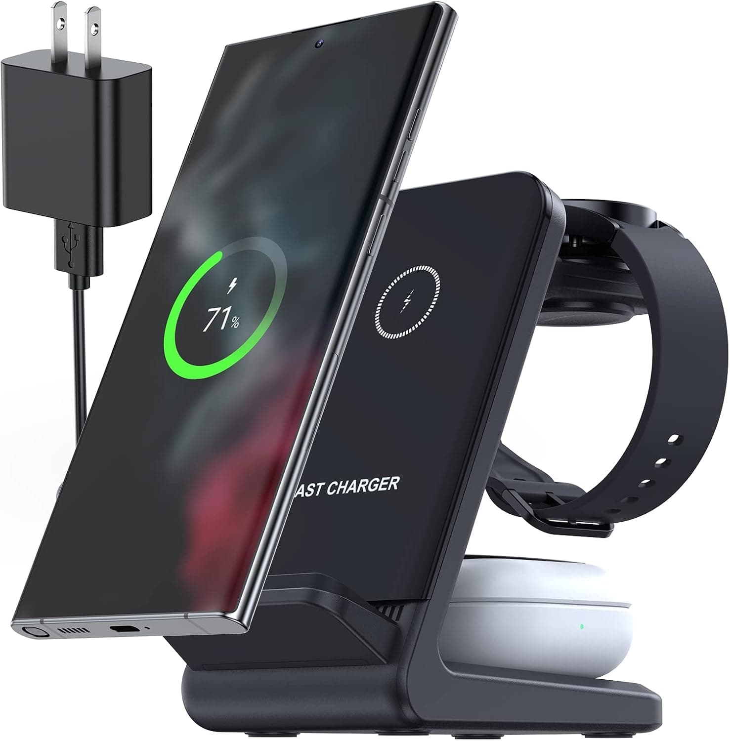 Wireless Charger for Samsung Phone and Watch Charging Station for Samsung Galaxy S23 Ultra Plus S22 S21 Z Flip 4 3 Fold 4, Galaxy Watch 5 Pro 4 Active 2, Galaxy Buds