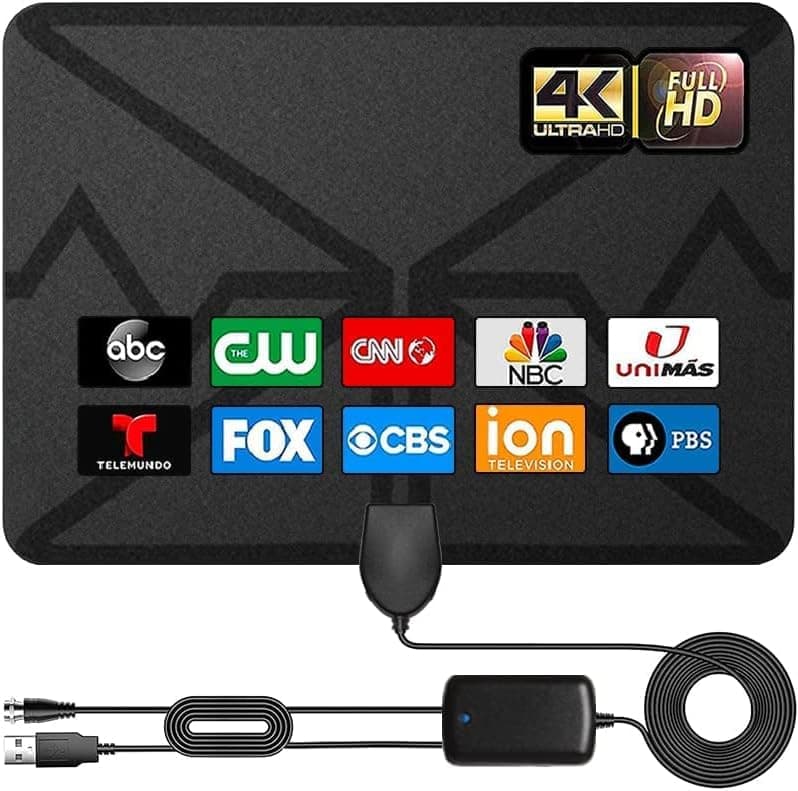 TV Antenna - Digital Antenna for TV Support 4K 1080p Antenna TV Digital HD Indoor -TV Antenna for Smart TV and All Older TV's -Signal Booster 16.4FT Coax HDTV Cable