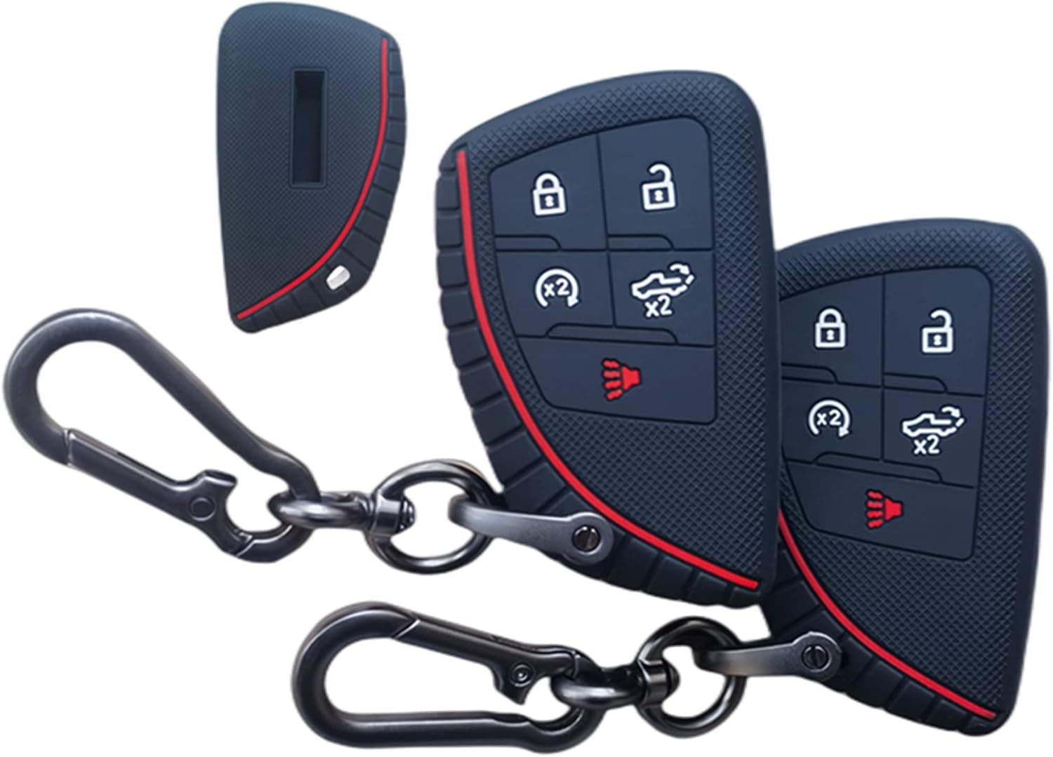 RUNZUIE 2Pcs Silicone Smart Remote Key Fob for 2022 2023 GMC Sierra 1500 Chevy Chevrolet Silverado 1500 2500HD 3500HD Key Fob Cover (Black)