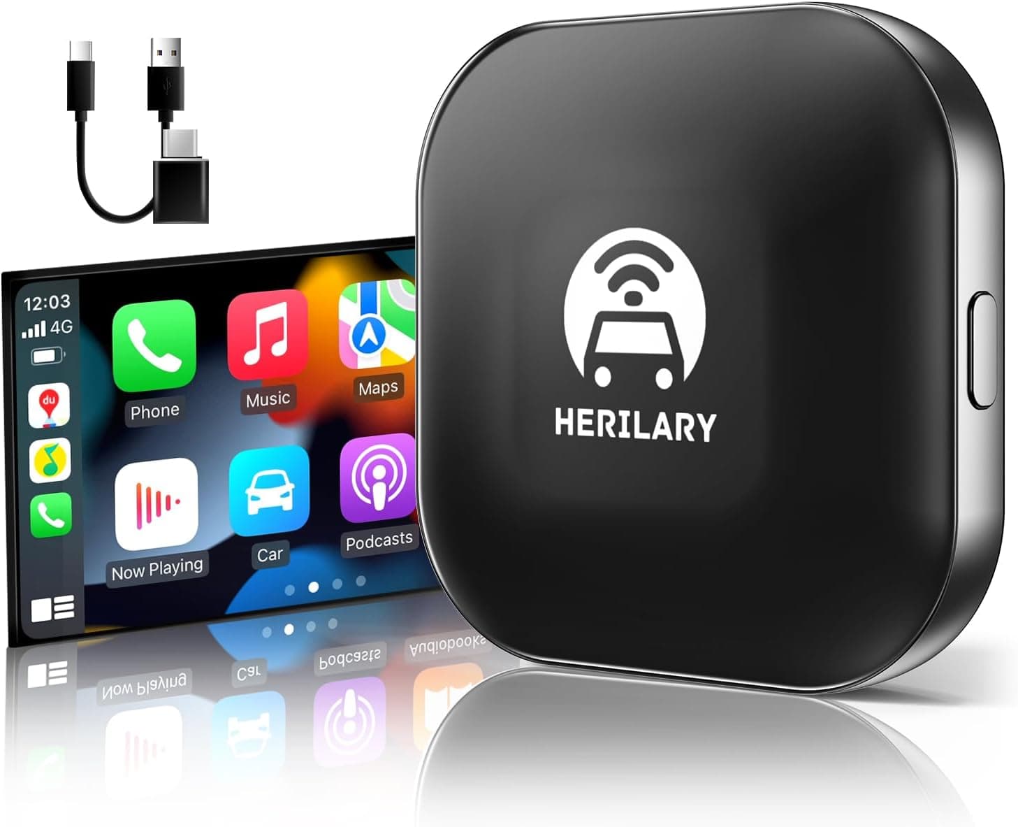 Wireless CarPlay Adapter, 2023 Upgrade Wireless Carplay Dongle, Convert OEM Wired CarPlay to Wireless CarPlay, Fastest and Easy Use CarPlay Adapter,Plug&Play,Online Update,for Cars from 2015 & ios10+