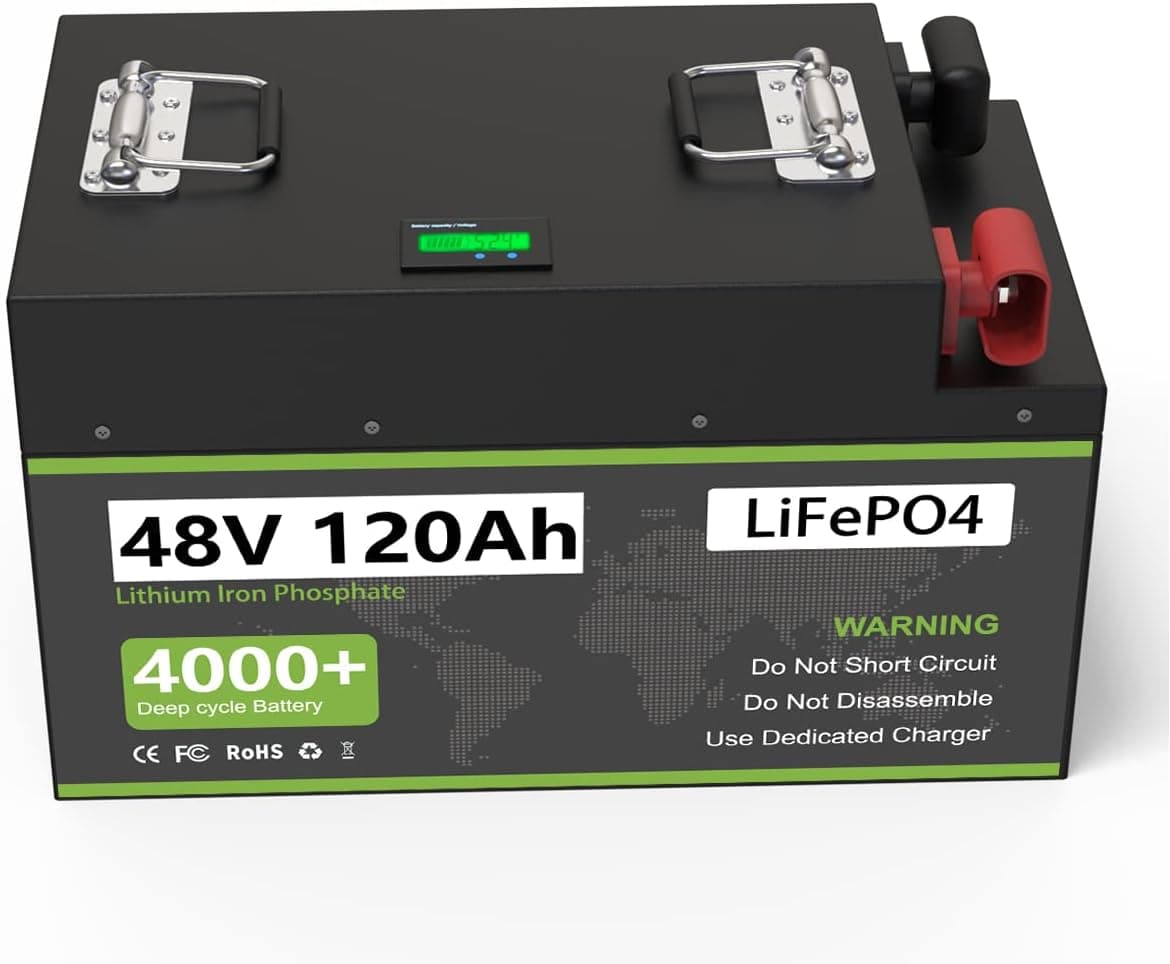 48V 120Ah LiFePO4 Battery 51.2V Lithium Battery Max. 6144Wh Power Output, Perfect for Energy Storage System, Golf Cart, RV, Marine, Camping, Off-Grid, Solar Power and Household Energy