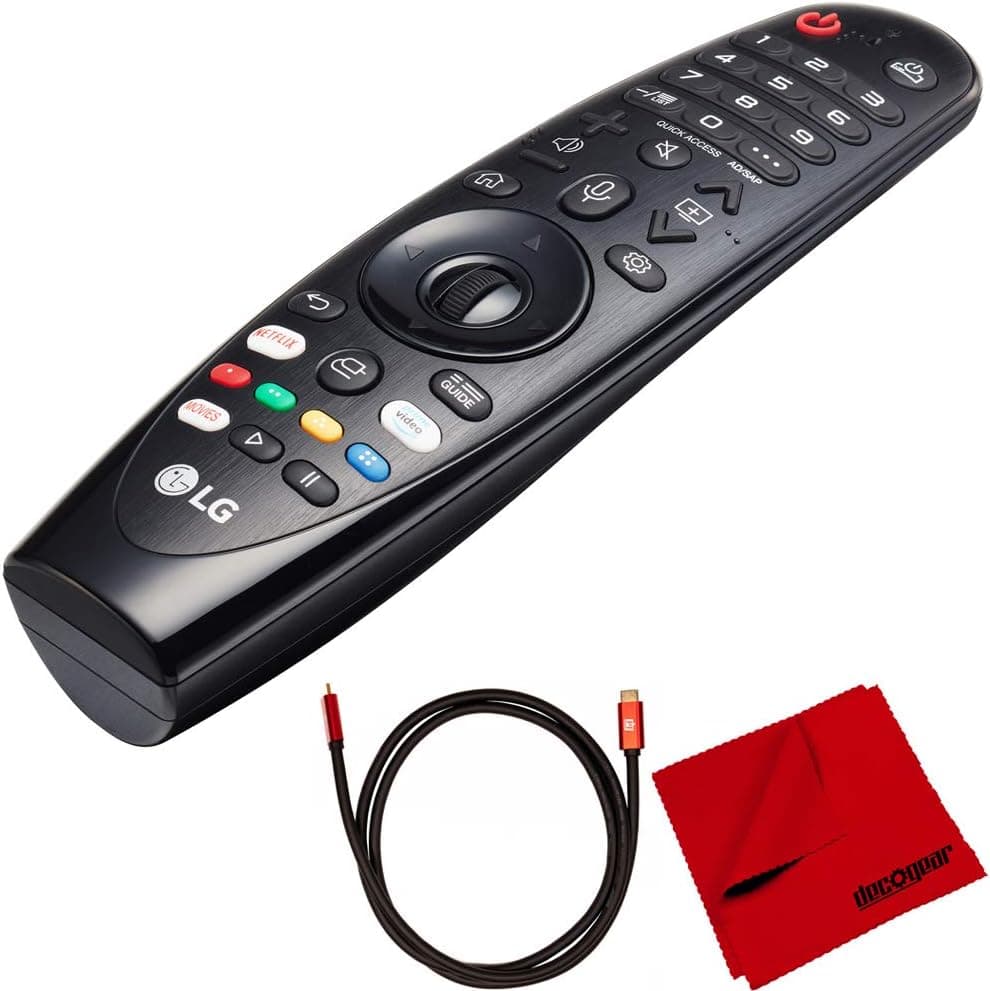 LG MR20GA TV Magic Remote with Point, Click, Scroll, and Voice Control Bundle with Deco Gear 6FT Universal 4K HDMI 2.0 Cable and Deco Gear 6 x 6 inch Microfiber Cleaning Cloth