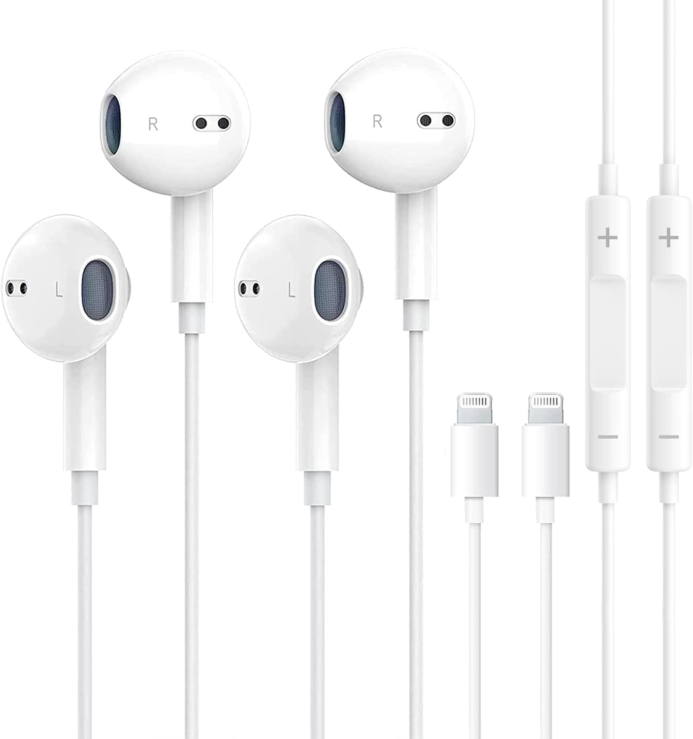 2 Pack iPhone Headphones, Apple Earbuds Wired with Bluetooth(Built-in Microphone & Volume Control)[Apple MFi Certified] Headphones Compatible with iPhone 14/13/12/11/X/8/7, Support All iOS Systems
