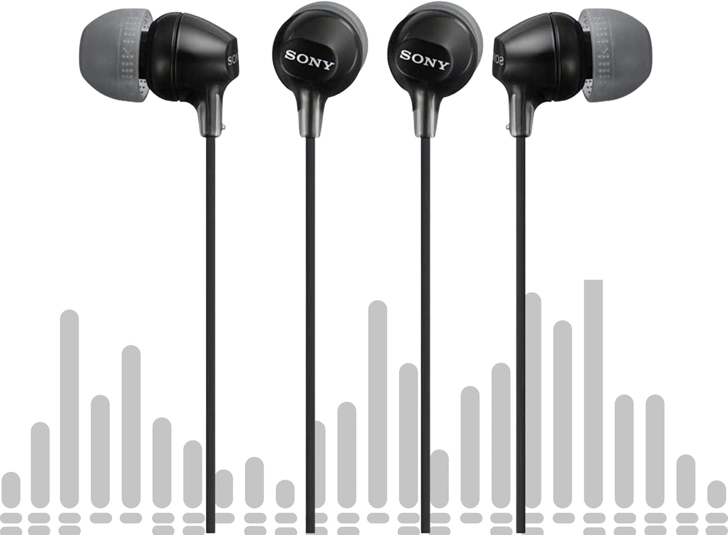 Sony MDR-EX15LP Fashion Color EX Series In-Ear Earbud Headphones (Black, 2-pack) Bundle (2 Items)