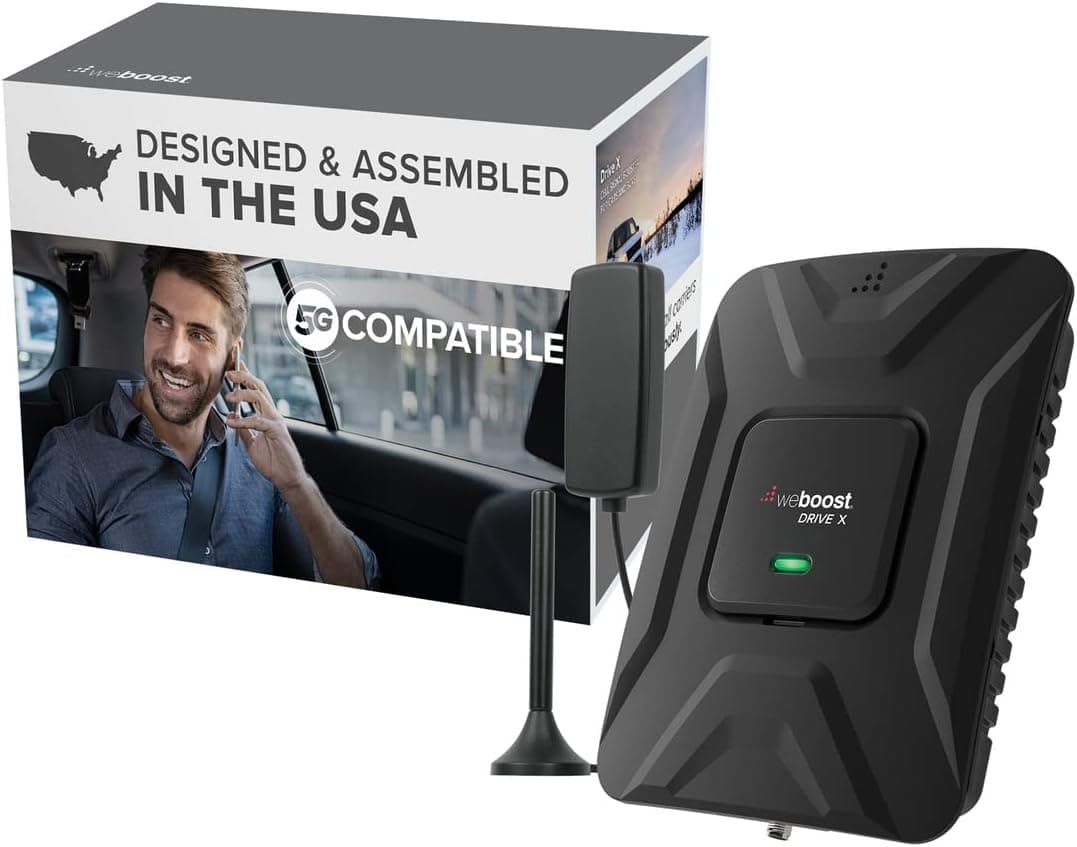weBoost Drive X - Vehicle Cell Phone Signal Booster | 5G & 4G LTE | Boosts All U.S. Carriers - Verizon, AT&T, T-Mobile | Made in the U.S. | FCC Approved (model 475021) (Renewed)