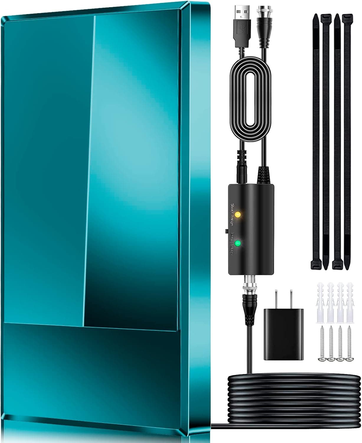 2023 TV Antenna for Smart TV 700 + Miles Long Range, Indoor Outdoor Digital HD Antenna for All Tvs VHF UHF High Gain, Antenna Amplifier Signal Booster Support 8k 4k 1080p Fire Stick -38ft HDTV Cable