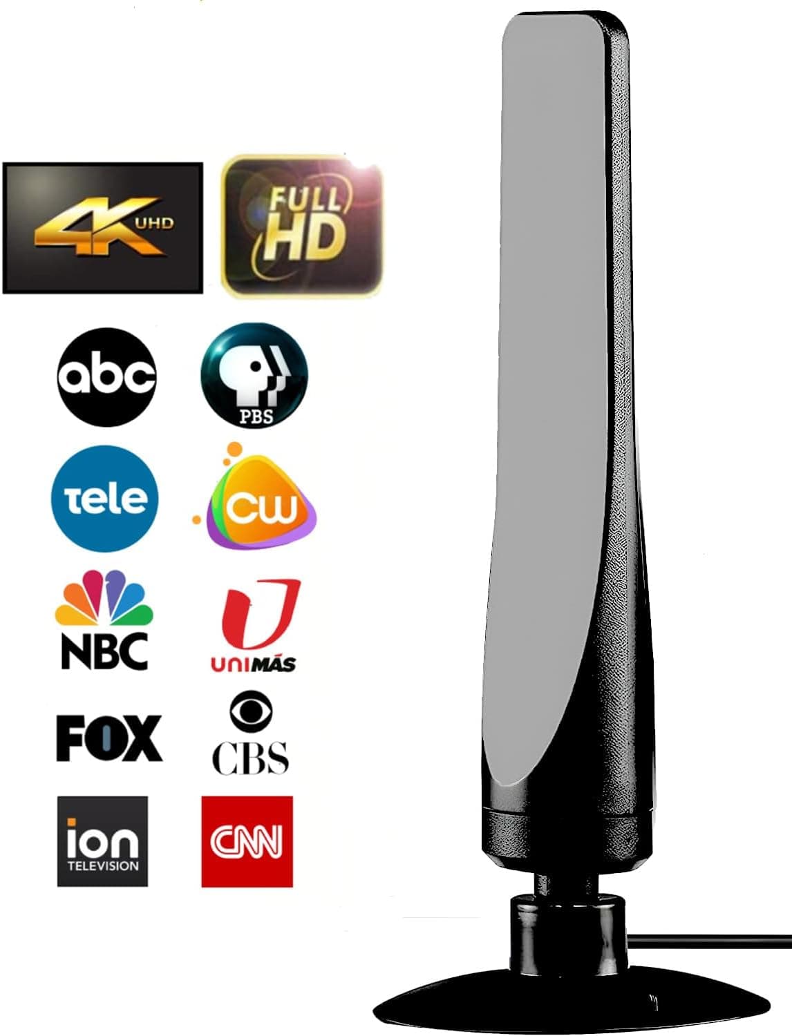 Antier Amplified Indoor Digital Tv Antenna – Best Powerful Amplifier, Signal Booster & Has up to 400+ Miles Range, Support 8K 4K Full HD Smart and Older Tvs with 16ft Coaxial Cable [2023 Release]