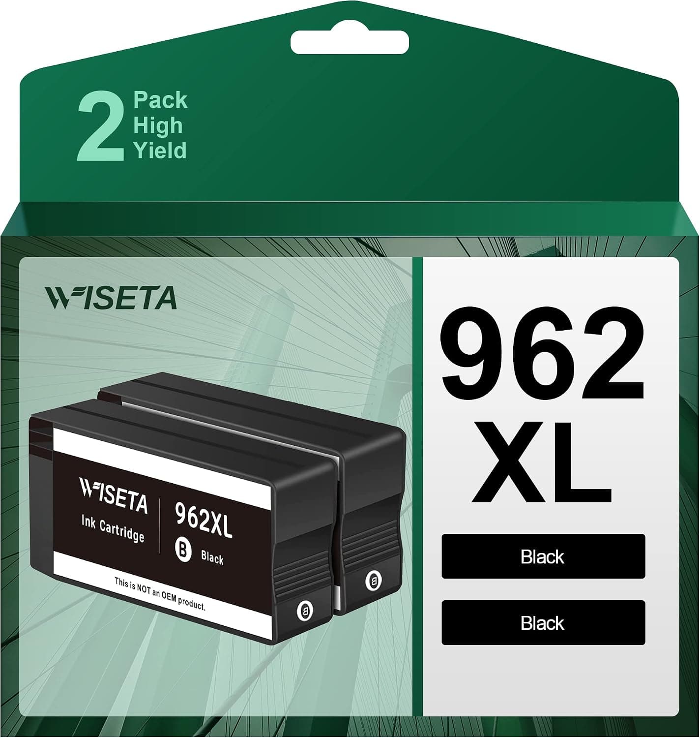 WISETA Remanufactured Ink Cartridge Replacement for HP 962 962 XL Ink Cartridges to Use with 9010 Series 9015 9025 9018 9012 9020 9022 9026 9027 Printer (2 Pack)