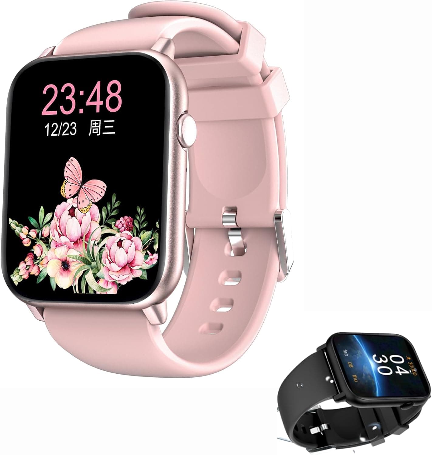 Dimdaa Smart Watch, Smartwatch with Blood Pressure, Blood Oxygen Monitor, Fitness Tracker with Heart Rate Monitor, Full 1.8" Touch Fitness Watch for Men Women (Pink)