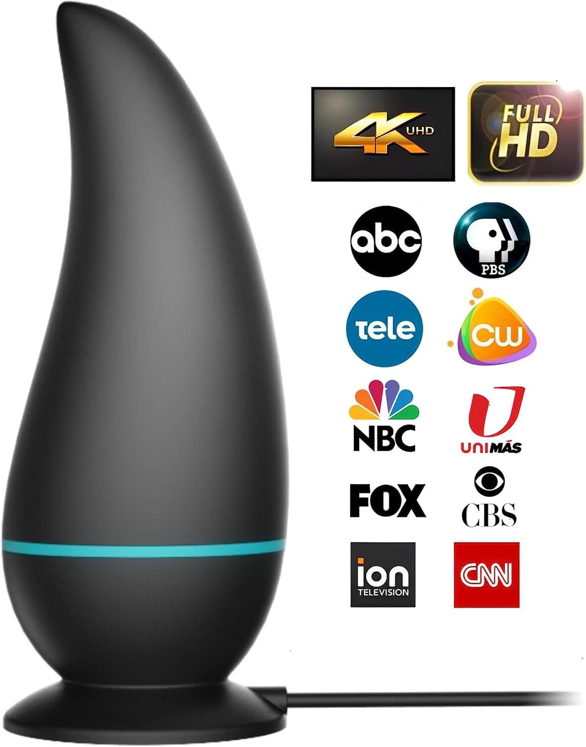 Antier Indoor Digital TV Antenna – for Smart and Older TVs, 8K 4K Full HD Compatible, 400+ Miles Range Smart Antenna with Advanced Amplifier Signal Booster & 16ft Coaxial Cable [2023 Upgrade]