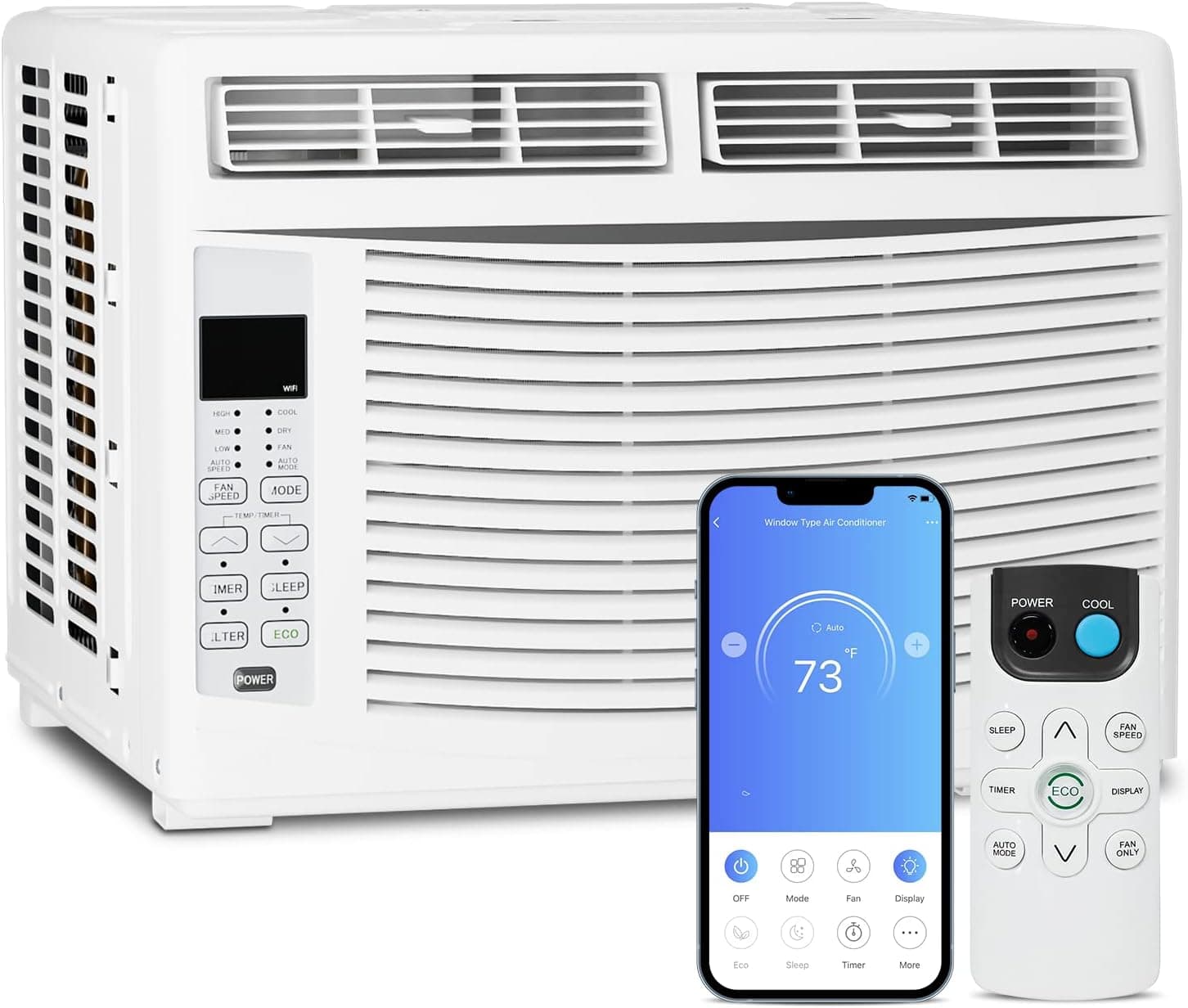 Magshion 6000 BTU Window Air Conditioner, AC Window Unit with Remote/APP Control and Washable Filter, Quiet Operation, Ideal for Rooms up to 450 Sq. Ft.