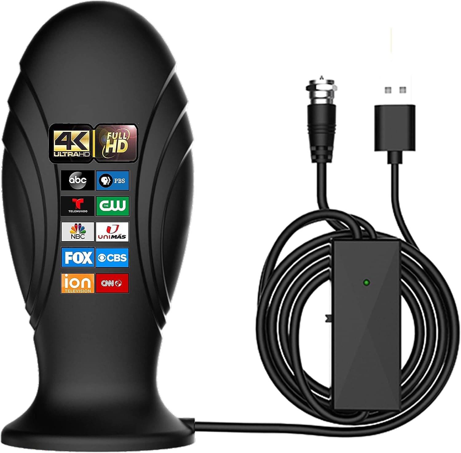 ANTİER Amplified Indoor Digital Tv Antenna – Best Powerful Amplifier, Signal Booster & Has up to 430 Miles Range, Support 8K 4K Full HD Smart and Older Tvs with 16ft Coaxial Cable [2023 Release]