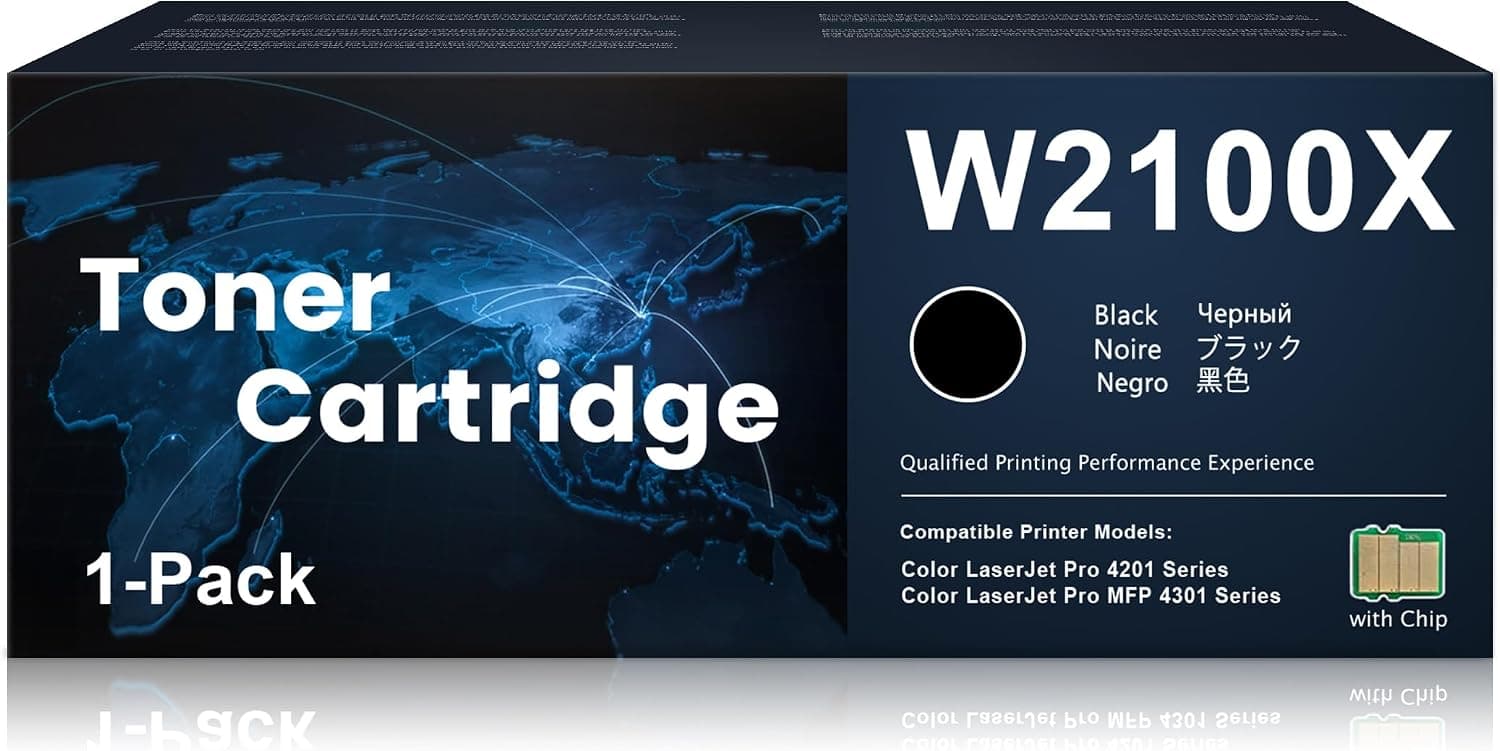 210X Toner Cartridge Black 1-Pack, High-Yield 210X W2100X Toner Cartridge Replacement for HP 210X Works with Color Laser Pro MFP 4301dw, 4301fdn, 4301fdne, 4301fdw; 4201dn, 4201dw, 4201dwe Printer