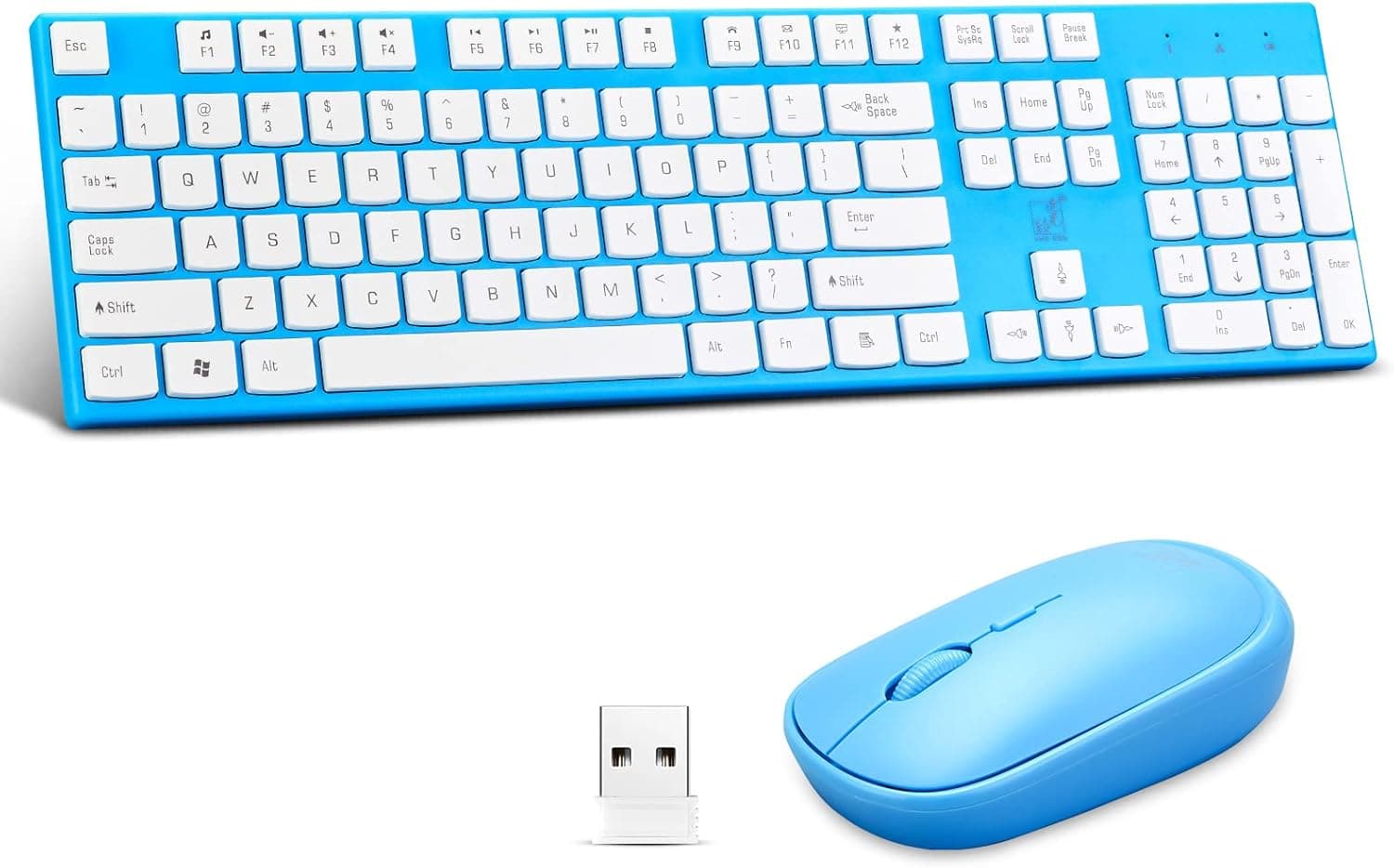 Wireless Keyboard and Mouse, Full-Size Wireless Mouse and Keyboard Combo, 2.4GHz Silent USB Wireless Keyboard Mouse Combo for PC Desktops Computer, Laptops, Windows (Blue)