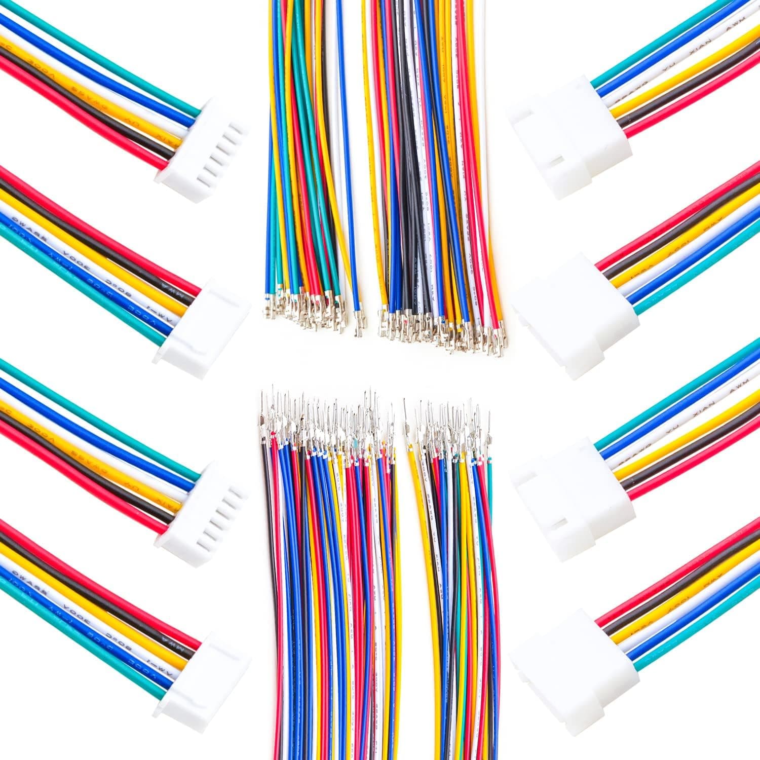 Kidisoii XH 2.54mm Extension Wire Male & Female Connector and 22AWG Pre-Crimped Cables,JST XHP-6,2/3/4/5/6/7/8/9/10/12Pin Housing with Length of 10/20/50/80/100CM Wire (2 Sets XH2.54 6Pin-10CM)