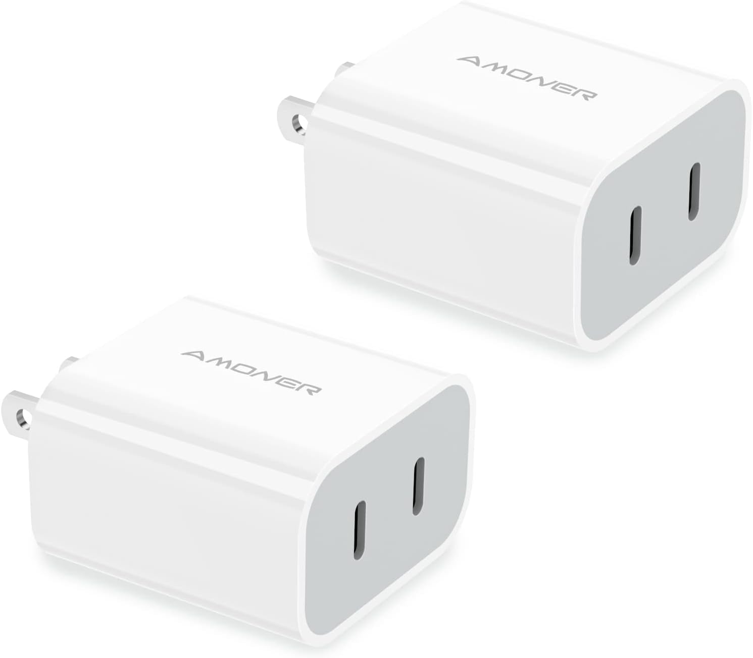 Phone 13 Charger, Amoner USB C Charger 【2Pack 25W 2-Ports】 Phone Fast Charger Block, PD Power Adapter Compatible with Phone 14/14 Plus/13/13 mini/13 Pro Max/12/12 Pro Max