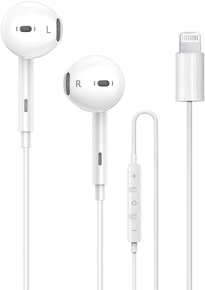 Apple Earbuds with Lightning Connector iPhone Headphones, [Apple MFi Certified] (Built-in Microphone & Volume Control) Noise Cancellation Headset Compatible with iPhone 14/13/12/11/XR/XS/X/7/8-All iOS