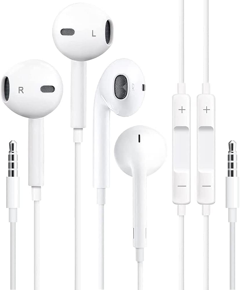 2 Pack-Apple Earbuds Headphones with 3.5mm Plug [Apple MFi Certified] Wired Earphones (Built-in Microphone & Volume Control) for iPhone,iPad,iPod,Computer,MP3/4,Android Most 3.5mm Audio Devices
