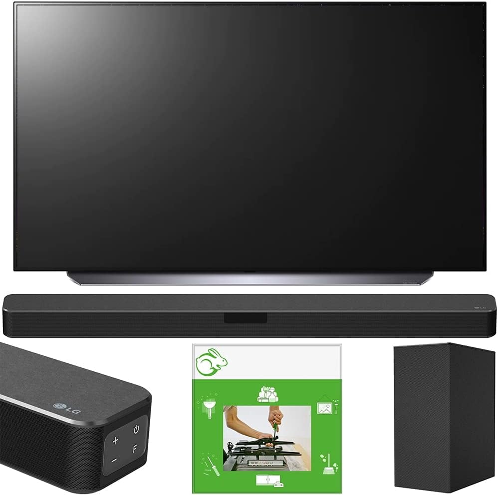 LG OLED77C1PUB 77 Inch 4K Smart OLED TV with AI ThinQ Bundle SN5Y 2.1 Channel High Res Audio Sound Bar with DTS Virtual:X and Taskrabbit Installation Service